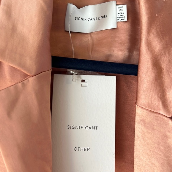 Significant Other Emile Top Papaya Pink Satin Long Sleeve - Picture 3 of 10